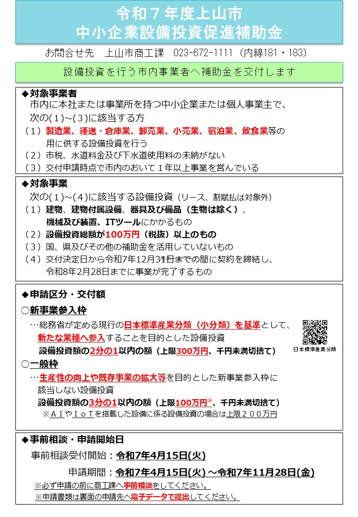 R7中小企業設備投資促進補助金リーフレット