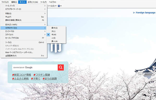 文字サイズ変更の画像