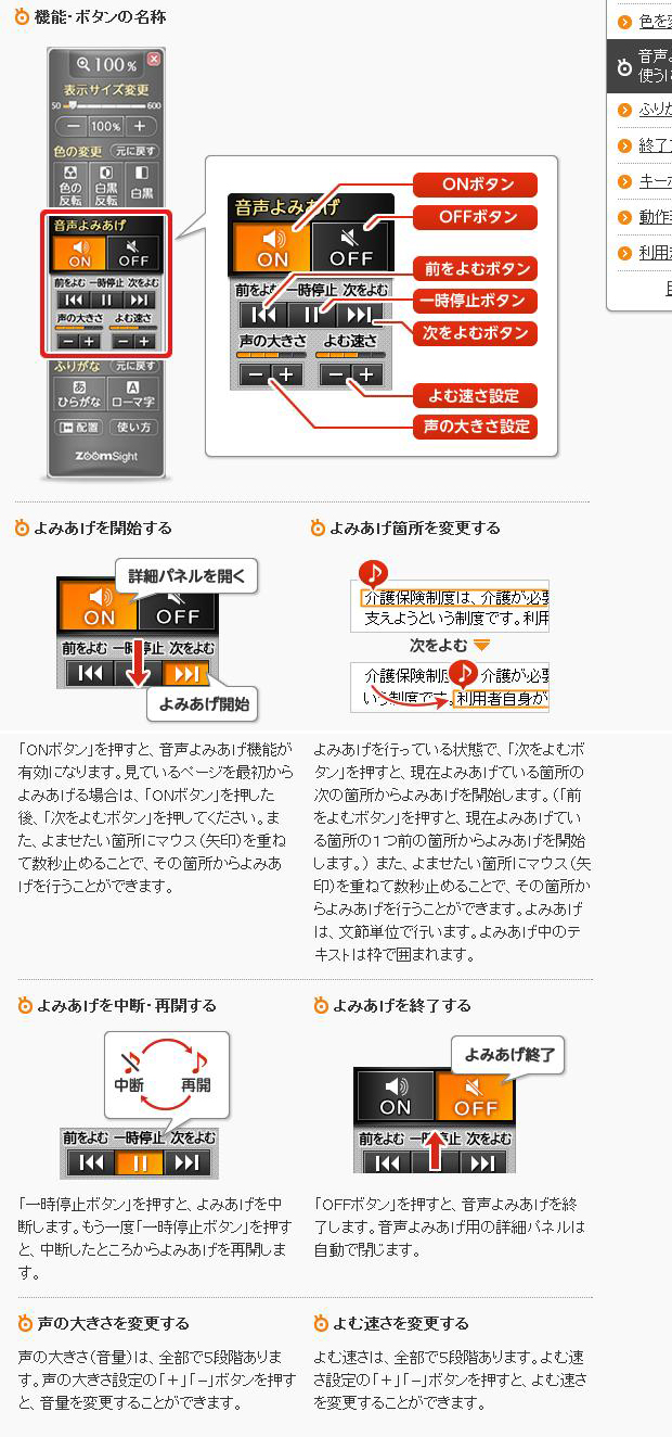 音声読み上げ機能の使い方